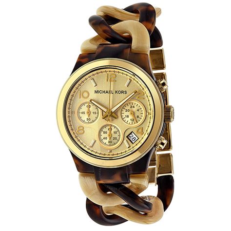 michael kors tortoise chain link watch|Michael Kors slim runway gold.